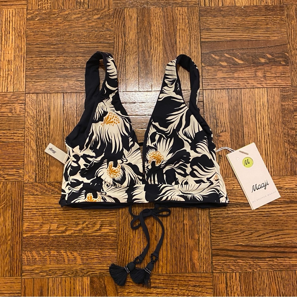 Maaji French Navy Allure Long Line Triangle Bikini Top